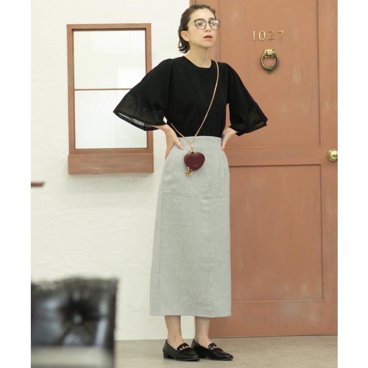 《美人百花掲載》ストレッチリネンライクタイトスカート【洗濯機洗い可】 | OPAQUE.CLIP | 詳細画像2 