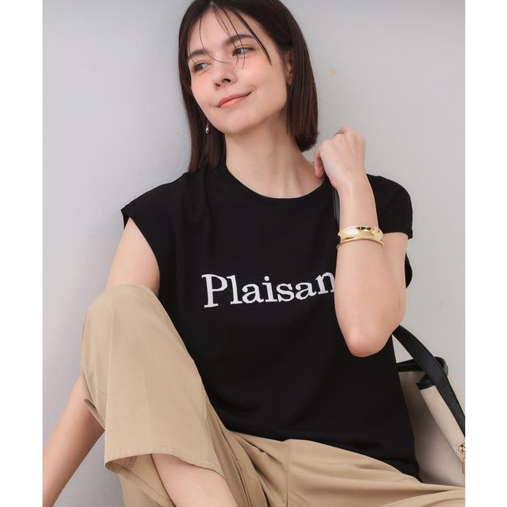 ブラック(019) | ロゴフレンチスリーブニット【洗濯機洗い可/UV/接触冷感/抗ピル】 | OPAQUE.CLIP