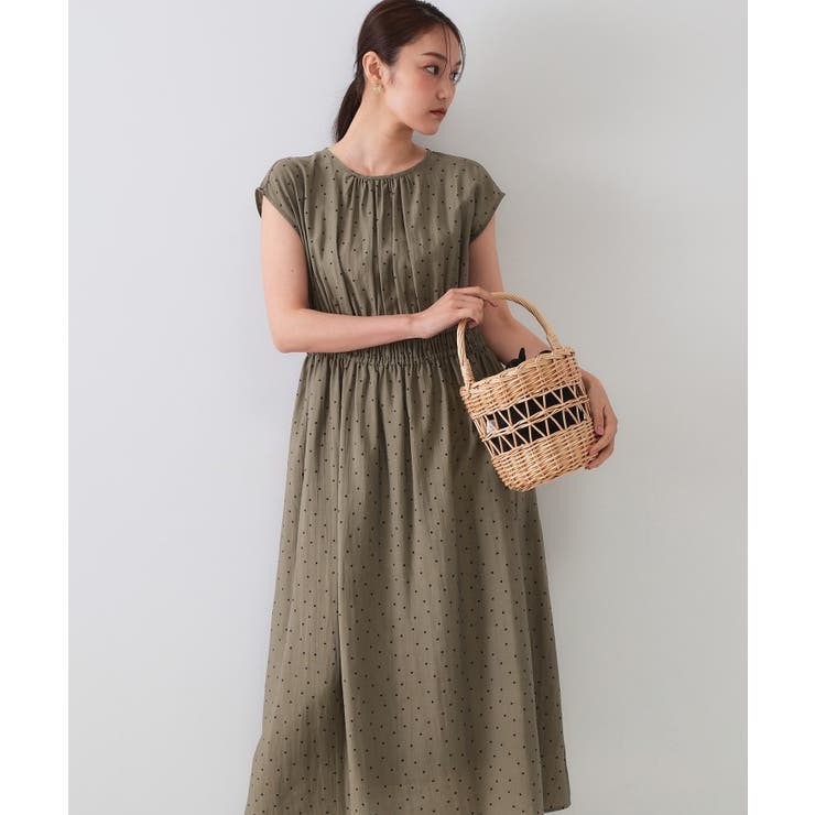 モカブラウン(142) | ドットプリントワンピース【洗濯機洗い可】 | OPAQUE.CLIP