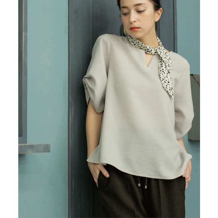 リネンライクキーネックタックスリーブブラウス【洗濯機洗い可 吸水速乾 接触冷感】 | OPAQUE.CLIP | 詳細画像5 