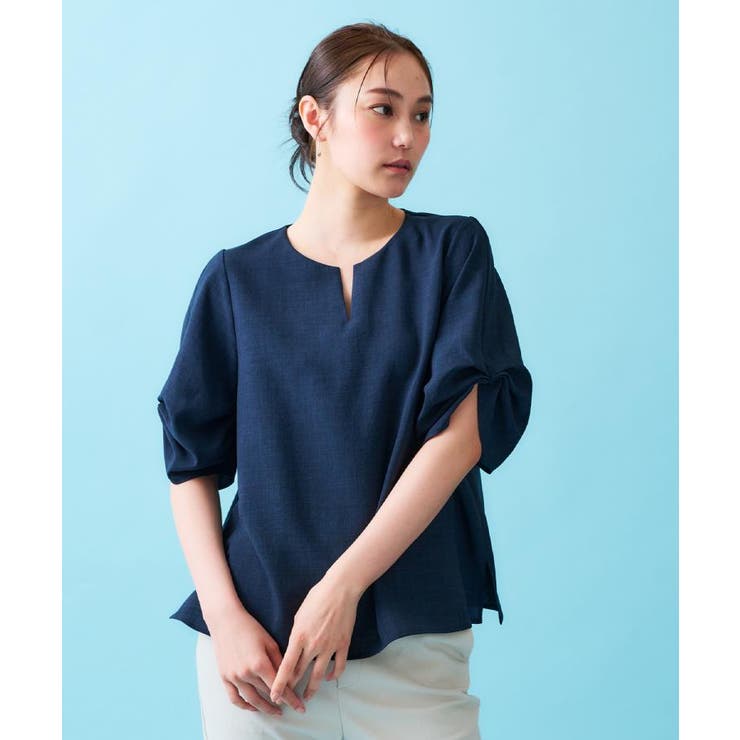 リネンライクキーネックタックスリーブブラウス【洗濯機洗い可 吸水速乾 接触冷感】 | OPAQUE.CLIP | 詳細画像19 