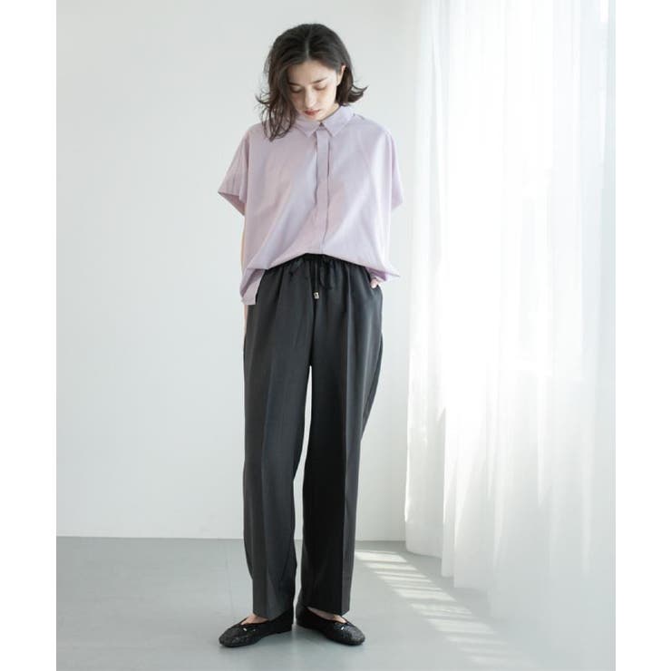 ラメストライプイージーワイドパンツ セットアップ可【洗濯機洗い可 防シワ | OPAQUE.CLIP | 詳細画像2 