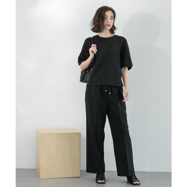 ラメストライプイージーワイドパンツ セットアップ可【洗濯機洗い可 防シワ | OPAQUE.CLIP | 詳細画像8 