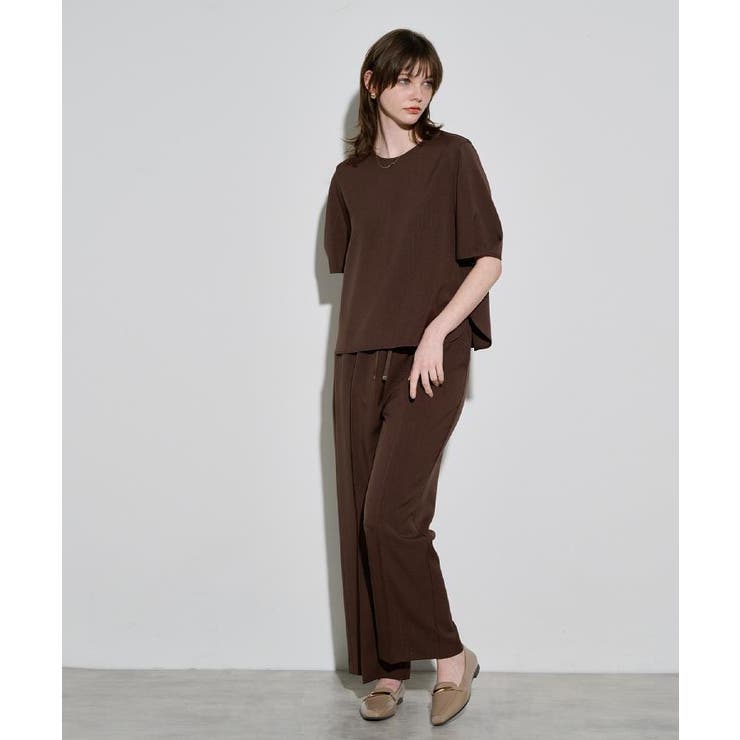 ラメストライプイージーワイドパンツ セットアップ可【洗濯機洗い可 防シワ | OPAQUE.CLIP | 詳細画像18 