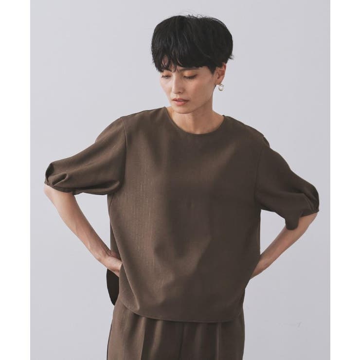 ラメストライプタックスリーブブラウス セットアップ可【洗濯機洗い可 防シワ | OPAQUE.CLIP | 詳細画像50 