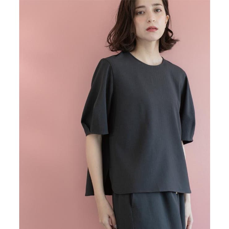 ラメストライプタックスリーブブラウス セットアップ可【洗濯機洗い可 防シワ | OPAQUE.CLIP | 詳細画像1 