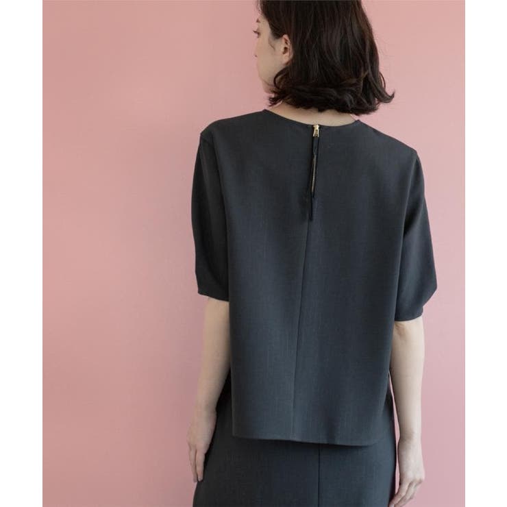 ラメストライプタックスリーブブラウス セットアップ可【洗濯機洗い可 防シワ | OPAQUE.CLIP | 詳細画像6 