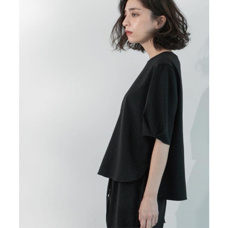 ラメストライプタックスリーブブラウス セットアップ可【洗濯機洗い可 防シワ | OPAQUE.CLIP | 詳細画像12 