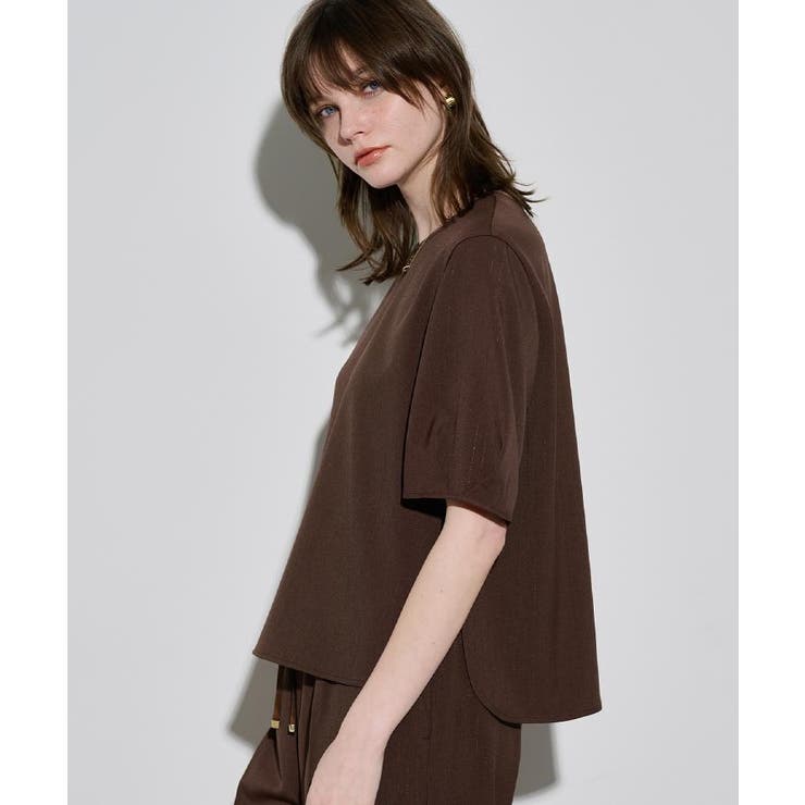 ラメストライプタックスリーブブラウス セットアップ可【洗濯機洗い可 防シワ | OPAQUE.CLIP | 詳細画像26 