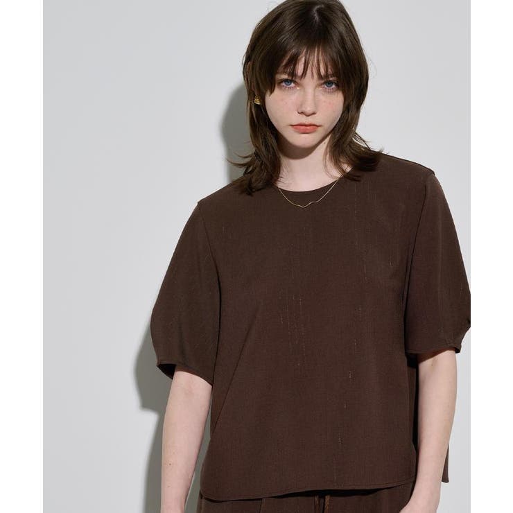 ラメストライプタックスリーブブラウス セットアップ可【洗濯機洗い可 防シワ | OPAQUE.CLIP | 詳細画像27 