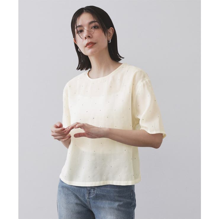 シアービジューブラウス【手洗い可】 | OPAQUE.CLIP | 詳細画像1 