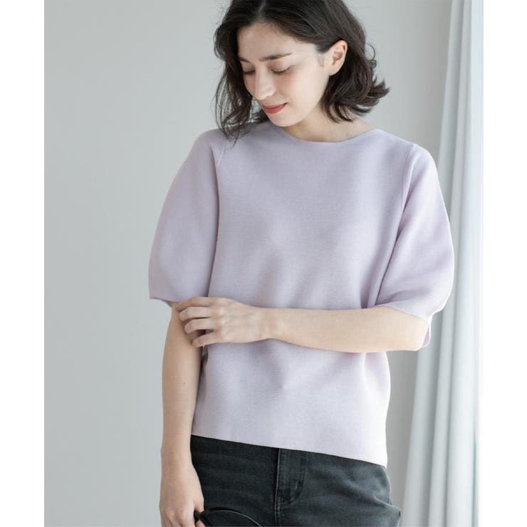 ラベンダー(080) | ガーターボリュームスリーブニット【UVケア/洗濯機洗い可】 | OPAQUE.CLIP
