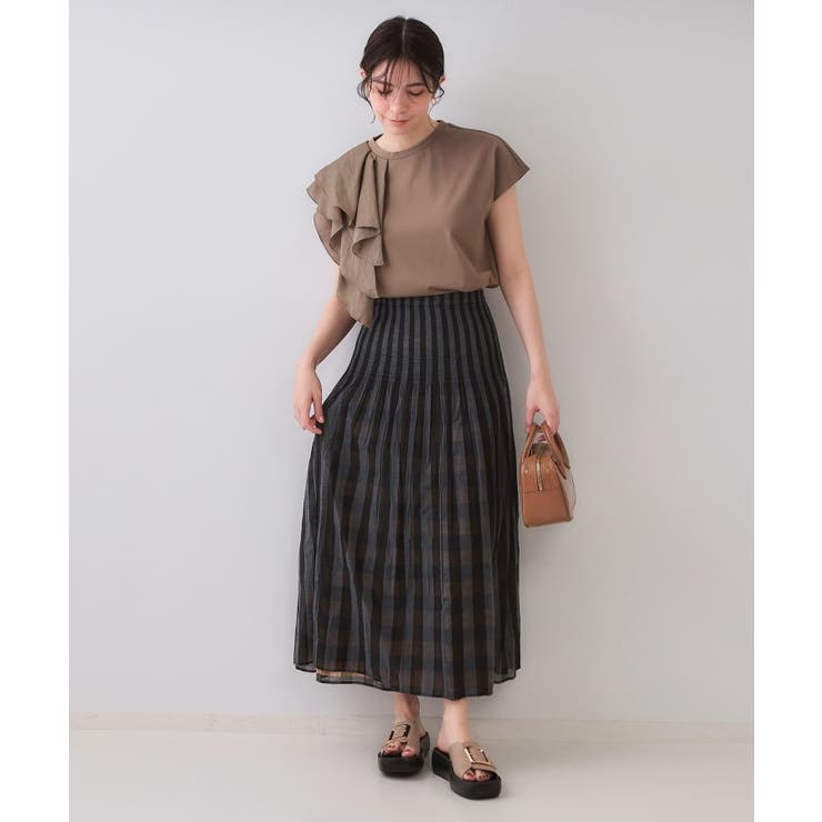 シャーリングフレアスカート/リバーシブル着用可【洗濯機洗い可】 | OPAQUE.CLIP | 詳細画像5 