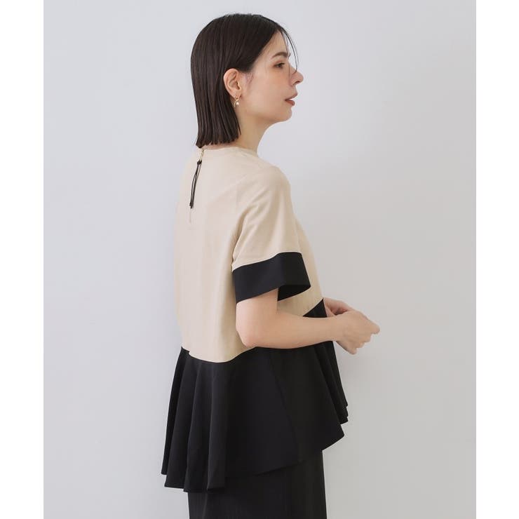 配色フハクドッキングペプラムトップス【洗濯機洗い可/抗ピル】 | OPAQUE.CLIP | 詳細画像5 