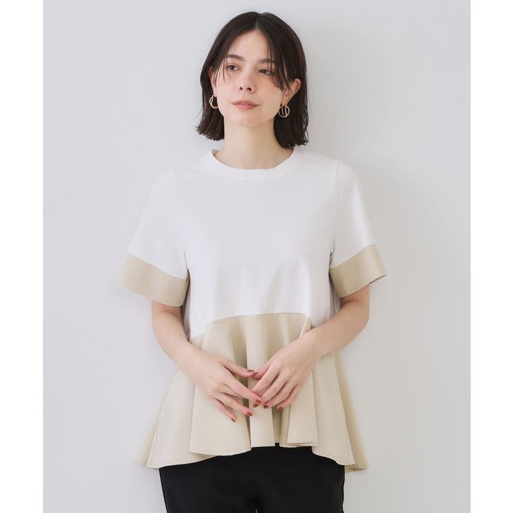 配色フハクドッキングペプラムトップス【洗濯機洗い可/抗ピル】 | OPAQUE.CLIP | 詳細画像13 