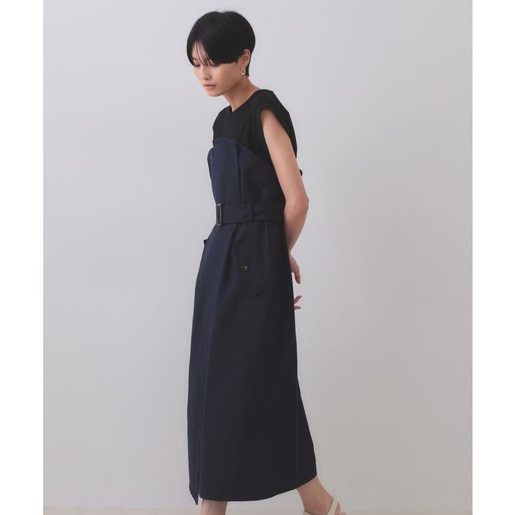 トレンチ風ベアドッキングワンピース【洗濯機洗い可】 | OPAQUE.CLIP | 詳細画像1 