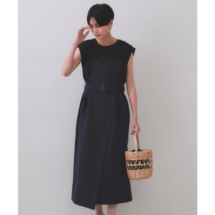 ネイビー(594) | トレンチ風ベアドッキングワンピース【洗濯機洗い可】 | OPAQUE.CLIP