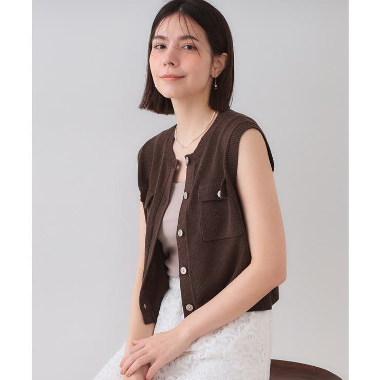 ブラウン(044) | ダブルポケットニット【洗濯機洗い可】 | OPAQUE.CLIP