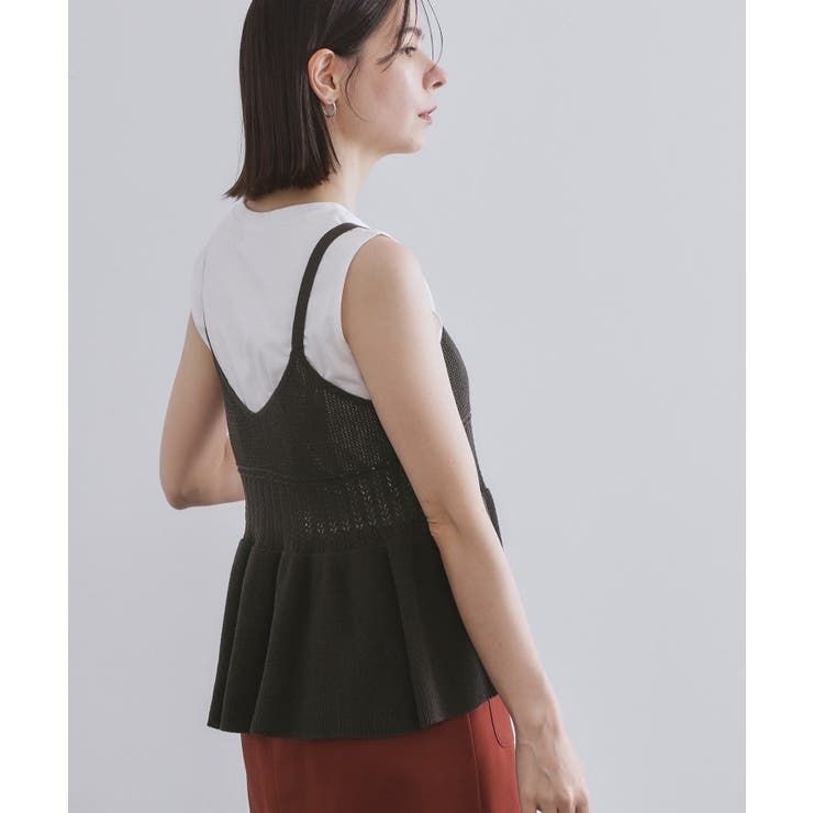 カギ針風ニットキャミビスチェ【洗濯機洗い可】 | OPAQUE.CLIP | 詳細画像1 