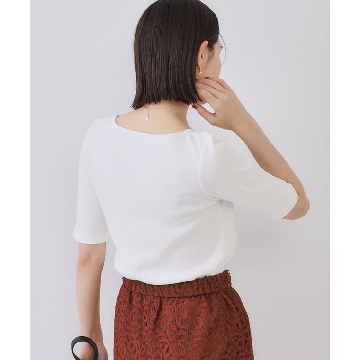 汗染み防止 ボートネックリブカットソー【洗濯機洗い可/抗ピル】 | OPAQUE.CLIP | 詳細画像5 