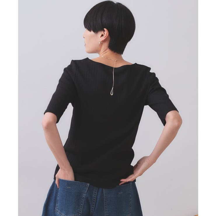 汗染み防止 ボートネックリブカットソー【洗濯機洗い可/抗ピル】 | OPAQUE.CLIP | 詳細画像9 