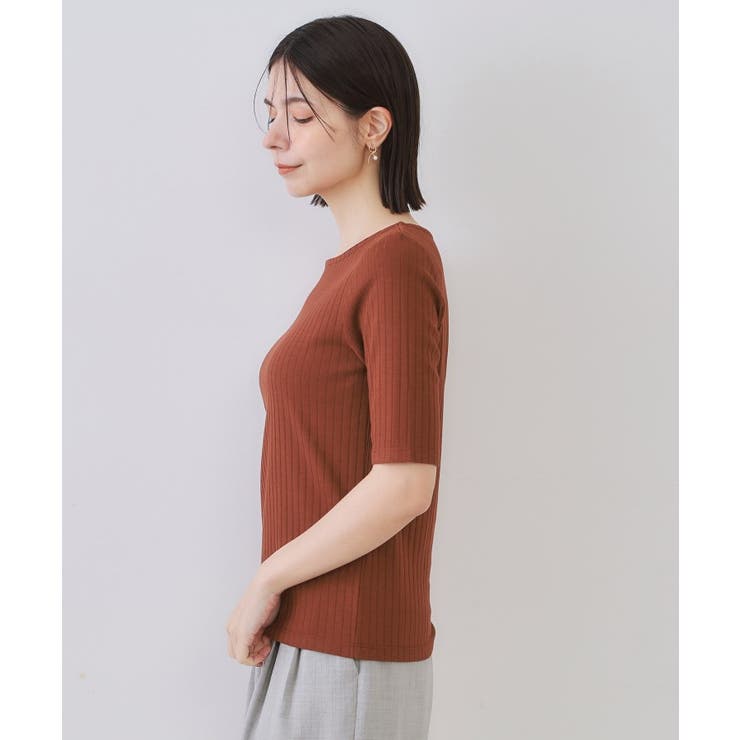 汗染み防止 ボートネックリブカットソー【洗濯機洗い可/抗ピル】 | OPAQUE.CLIP | 詳細画像18 