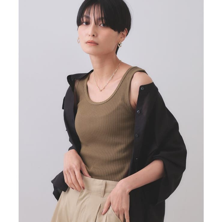 ブラウン(043) | ベーシックテレコタンクトップ【洗濯機洗い可】 | OPAQUE.CLIP