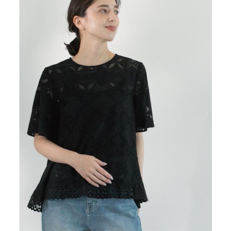 レースフレアブラウス【洗濯機洗い可】 | OPAQUE.CLIP | 詳細画像9 