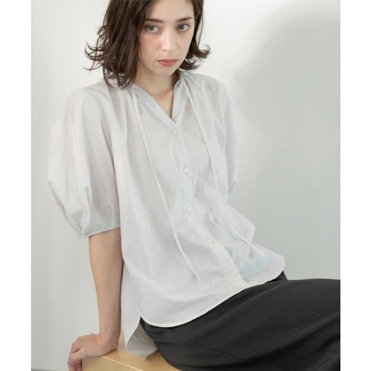 シアーフリルネックブラウス【洗濯機洗い可】 | OPAQUE.CLIP | 詳細画像2 