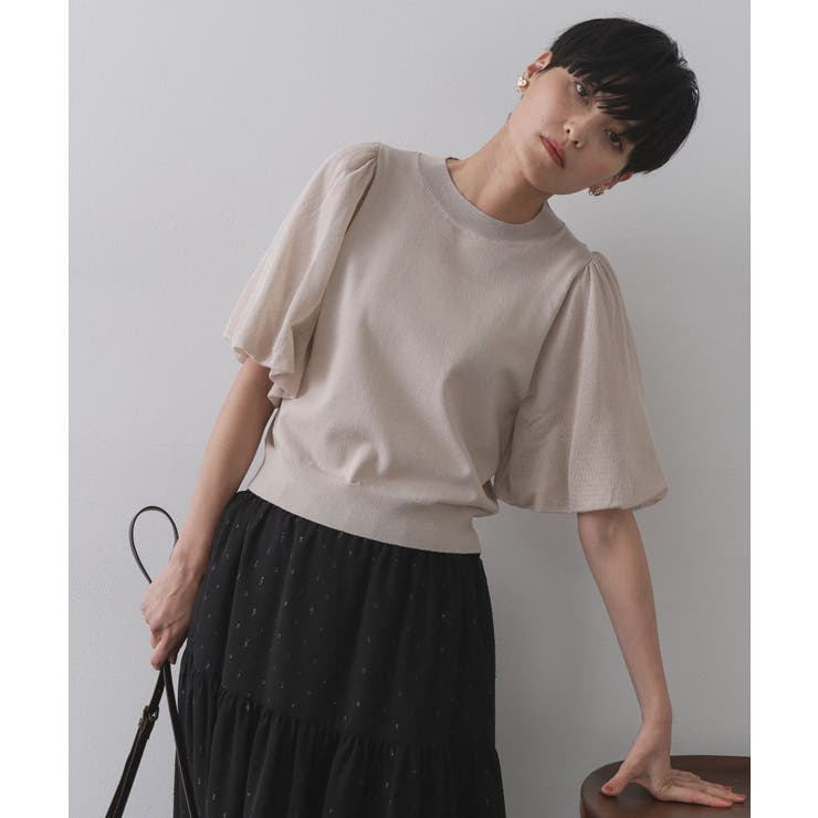 グレージュ(050) | バルーンスリーブニット【洗濯機洗い可】 | OPAQUE.CLIP