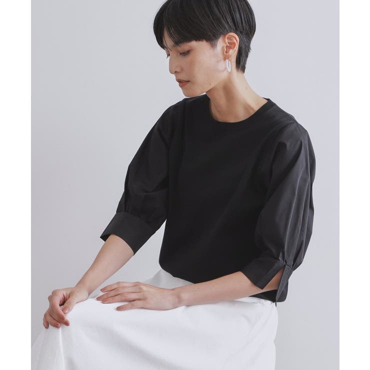 ブラック(019) | ドッキングスリーブニット【洗濯機洗い可/抗ピル】 | OPAQUE.CLIP