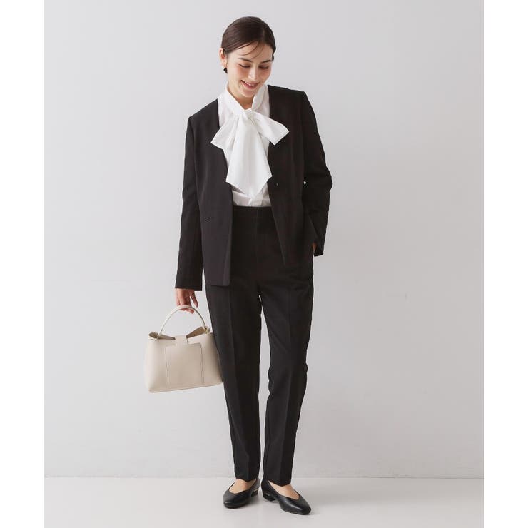 ブラック(019) | ≪通勤 セレモニーセットアップ対応≫ テーパードパンツダブルクロス【洗濯機OK】 | OPAQUE.CLIP