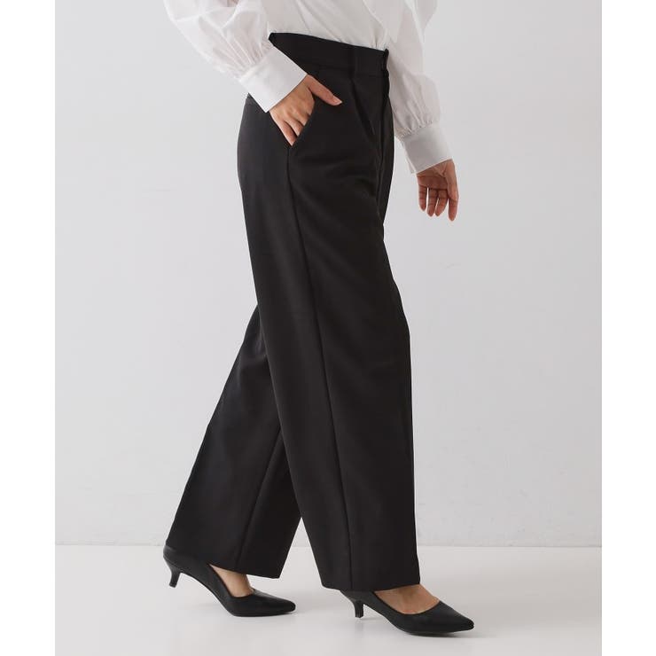 ≪通勤・セレモニーセットアップ対応≫ ワイドパンツダブルクロス【洗濯機OK】 | OPAQUE.CLIP | 詳細画像3 