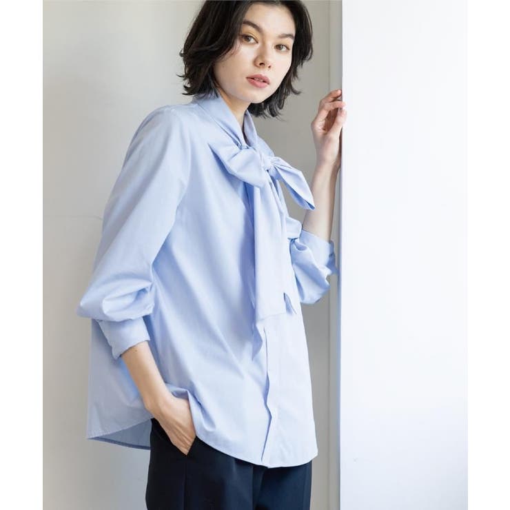 ブルー(091) | ≪通勤・セレモニー対応≫ボウタイシャツブラウス【洗濯機OK】 | OPAQUE.CLIP