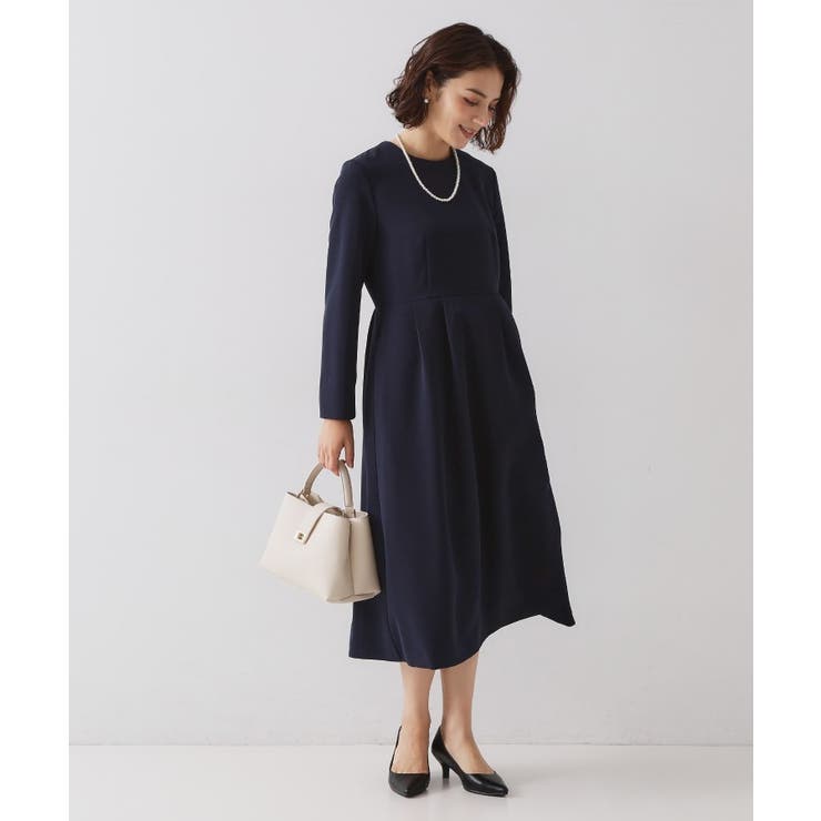 ≪通勤 セレモニー対応≫フィットアンドフレアワンピースダブルクロス【洗濯機OK】 | OPAQUE.CLIP | 詳細画像6 