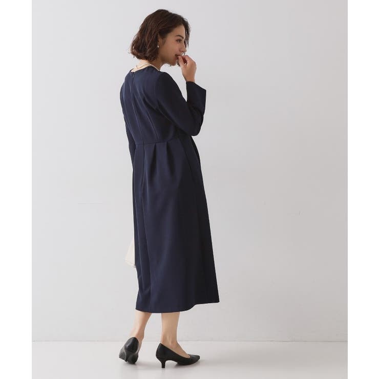 ≪通勤 セレモニー対応≫フィットアンドフレアワンピースダブルクロス【洗濯機OK】 | OPAQUE.CLIP | 詳細画像7 