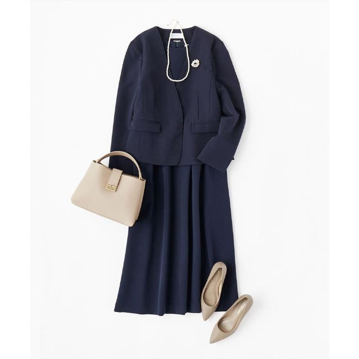 ≪通勤 セレモニー対応≫フィットアンドフレアワンピースダブルクロス【洗濯機OK】 | OPAQUE.CLIP | 詳細画像19 