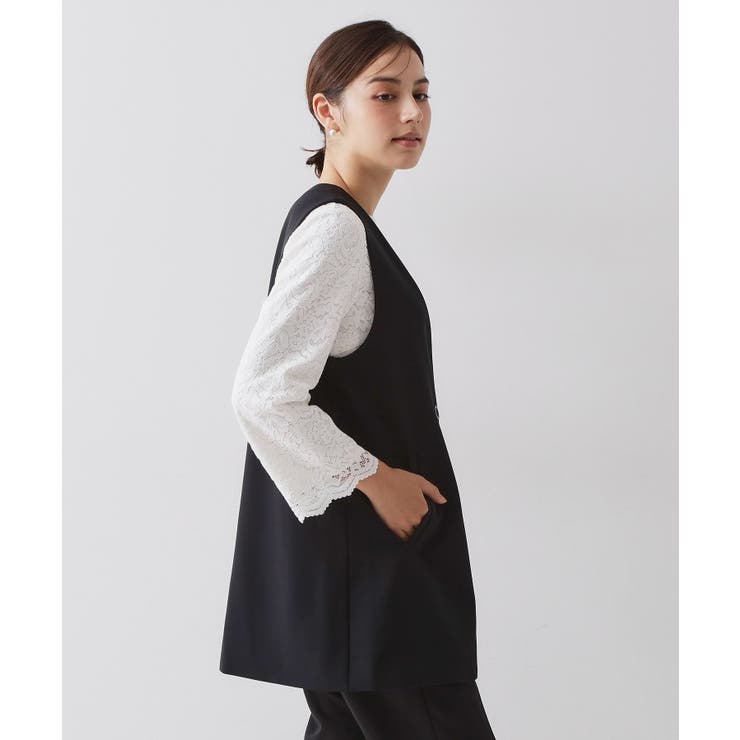 ≪通勤・セレモニー対応≫Vネックミドルジレ【洗濯機OK】 | OPAQUE.CLIP | 詳細画像10 