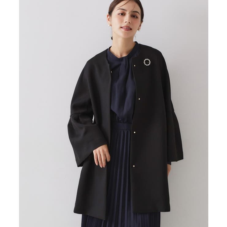 ブラック(019) | フレアスリーブミドルコート【洗濯機OK】 | OPAQUE.CLIP