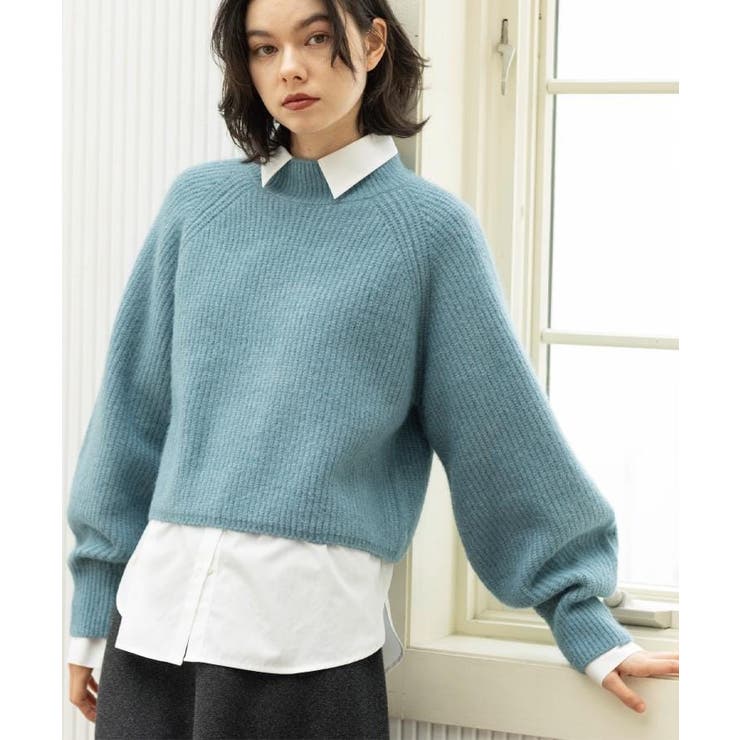 ブルーグリーン(097) | MIXミドルゲージショートあぜニット【洗濯機OK】 | OPAQUE.CLIP