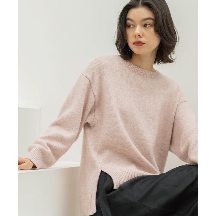 ピンク(071) | リラクシークルーネックニット【洗濯機OK】 | OPAQUE.CLIP