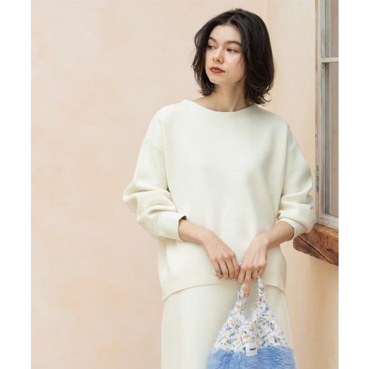 サイド編地切替ニットトップス/セットアップ対応【洗濯機OK】 | OPAQUE.CLIP | 詳細画像2 