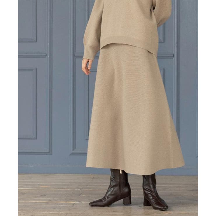 ベージュ(052) | ニットフレアスカート/セットアップ対応【洗濯機OK】 | OPAQUE.CLIP