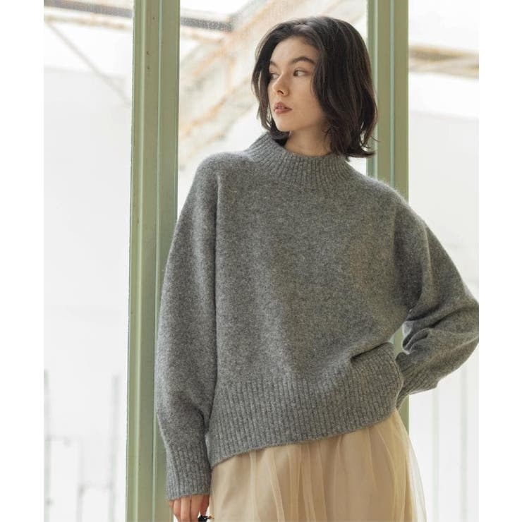 グレー(012) | ふわふわハイネックニット【洗濯機OK】 | OPAQUE.CLIP