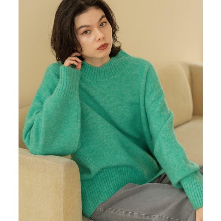 グリーン(022) | ふわふわハイネックニット【洗濯機OK】 | OPAQUE.CLIP