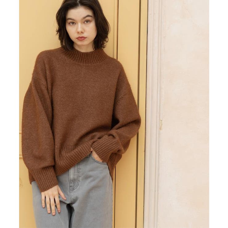 ブラウン(043) | ふわふわハイネックニット【洗濯機OK】 | OPAQUE.CLIP