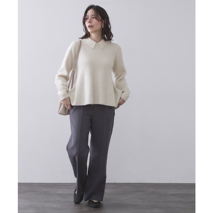 スパンコールラメ衿2WAYペプラムニット【洗濯機OK】 | OPAQUE.CLIP | 詳細画像4 