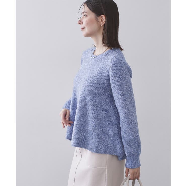 スパンコールラメ衿2WAYペプラムニット【洗濯機OK】 | OPAQUE.CLIP | 詳細画像10 