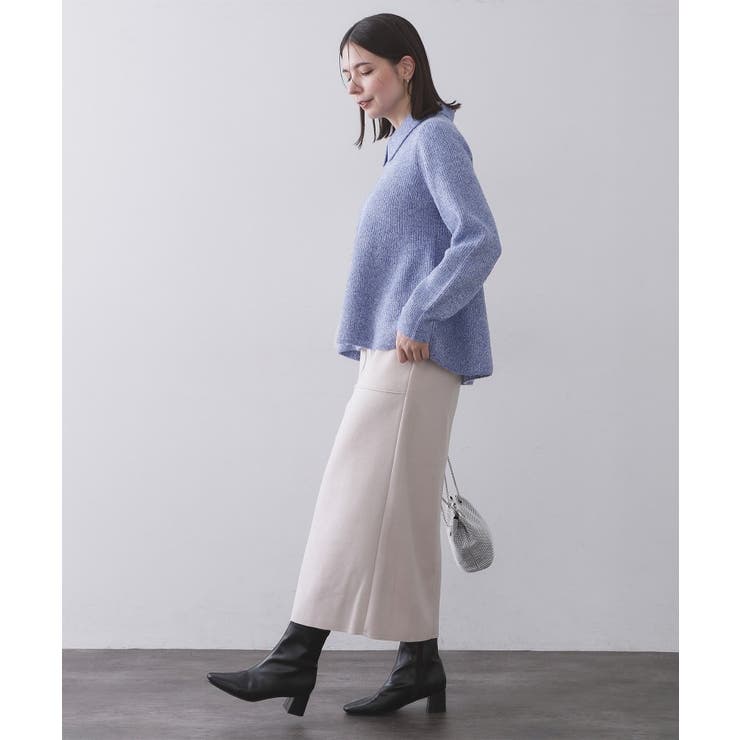 スパンコールラメ衿2WAYペプラムニット【洗濯機OK】 | OPAQUE.CLIP | 詳細画像12 