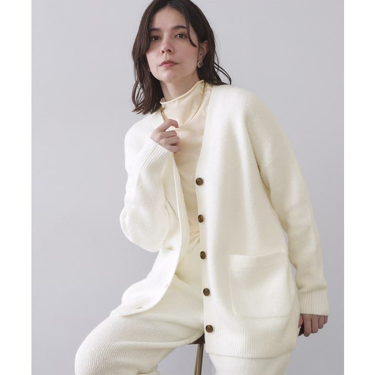 オフホワイト(003) | Vネックニットカーディガン／セットアップ対応可【洗濯機OK】 | OPAQUE.CLIP